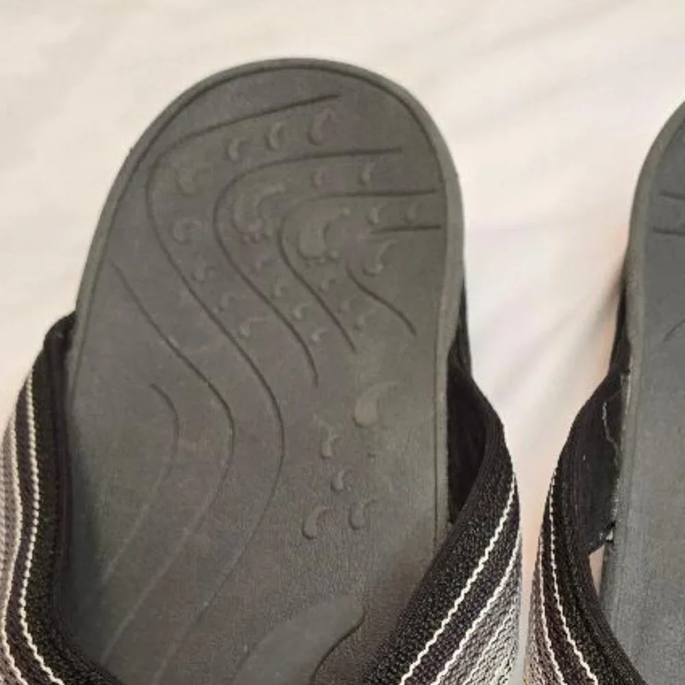 ERGOfoot Orthotic Flip Flops High Arch Support Black Ombre Unisex Sz 42